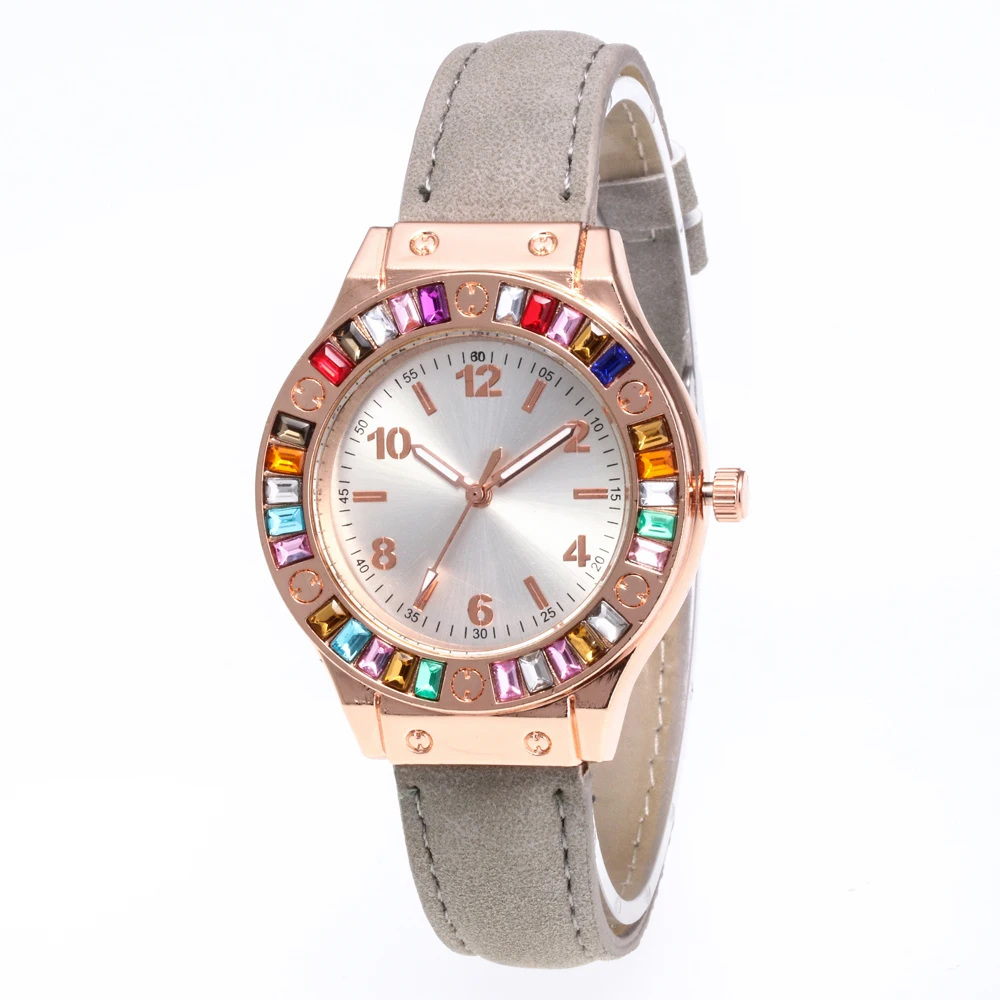 

Promotion 30 free shipping Leather strap woman diamond watch BD044