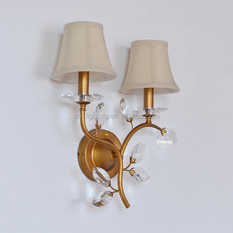 Double Shade Crystal Camera Wall Sconce Light For Bedroom Decor