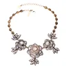 latest beautiful flower shape diamond Necklace gold chain costume jewelry