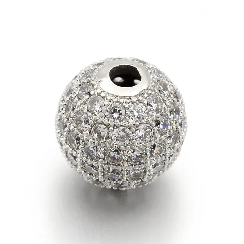 

PandaHall 8mm CZ Brass Micro Pave Cubic Zircon Round Beads