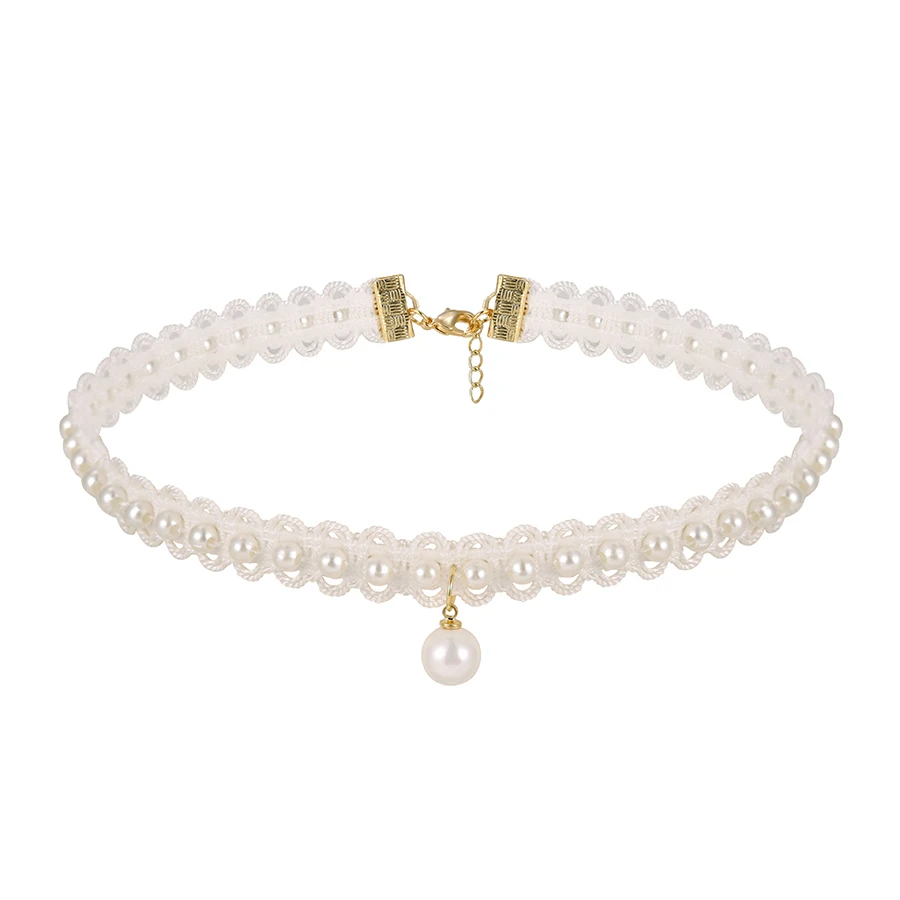 

necklace-01034 Xuping new arrival fashion jewelry white color women korean style pearl chocker necklace
