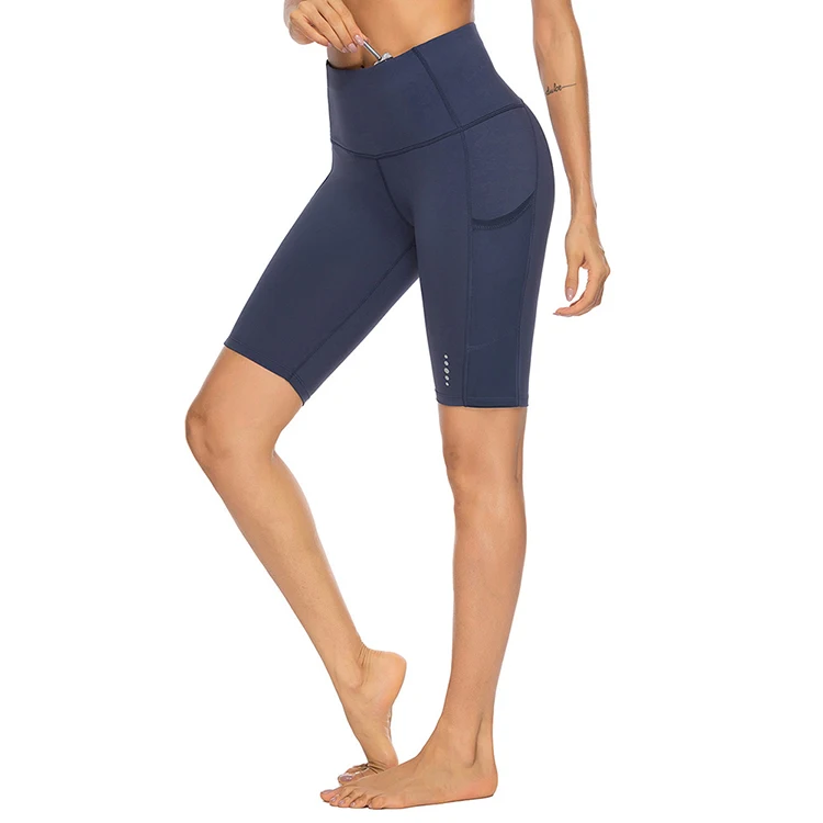 

Hot Sale Summer Chic Soft Navy Blue High Waist Short Women Yoga Pants Leggings