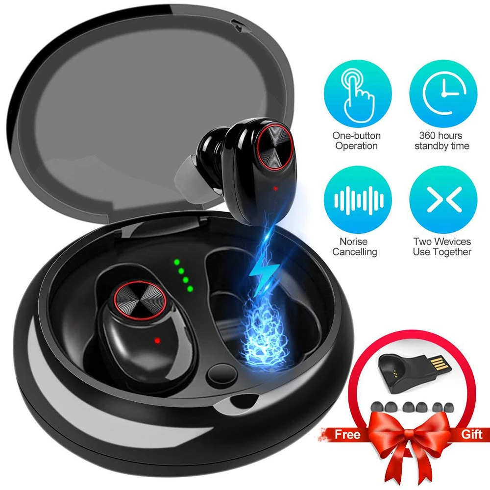 True tws headphone V5.0+EDR noise cancelling wireless earphone for xiaomi mi 8 redmi  bluetooth headset with charging case