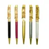 Luxury flow oil floating advertisement promotion gold foil ball pen with customised logo
