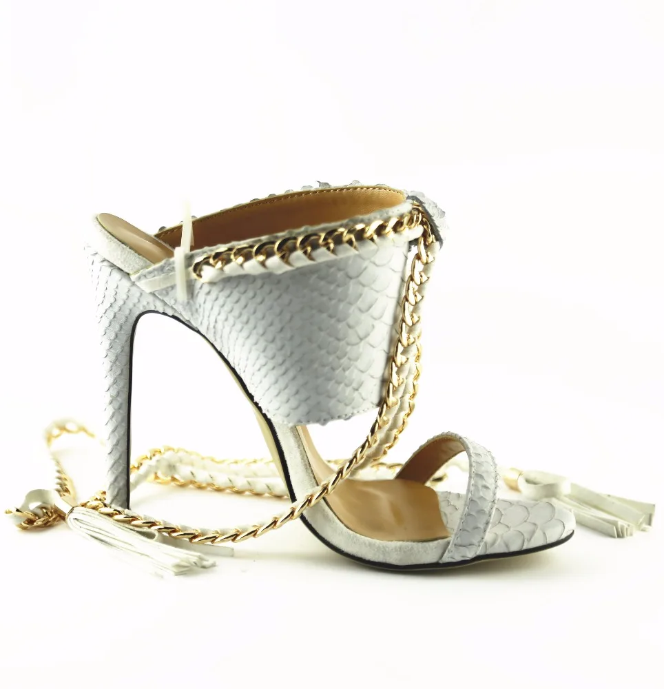 xg552 2016 summer sexy sandals genuine leather sandals with metal chain python leather sandals