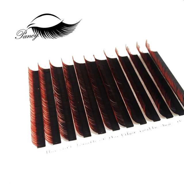 

2019 Professional Box Rose Red 0.07 C Curl Mix Length Eye lash Extension Wholesale False Eyelashes With Custom Packaging, Natural black