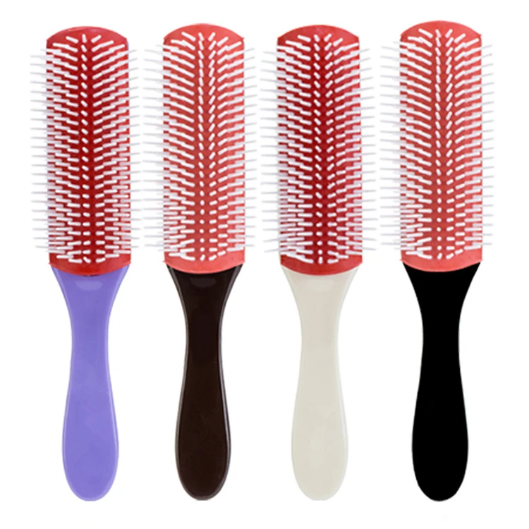 

Detachable Air Cushion 9-Row Removable Straight Wide Tooth Shower Hair Comb Denman Brush, Purple,coffee,white,black,customized color accepted