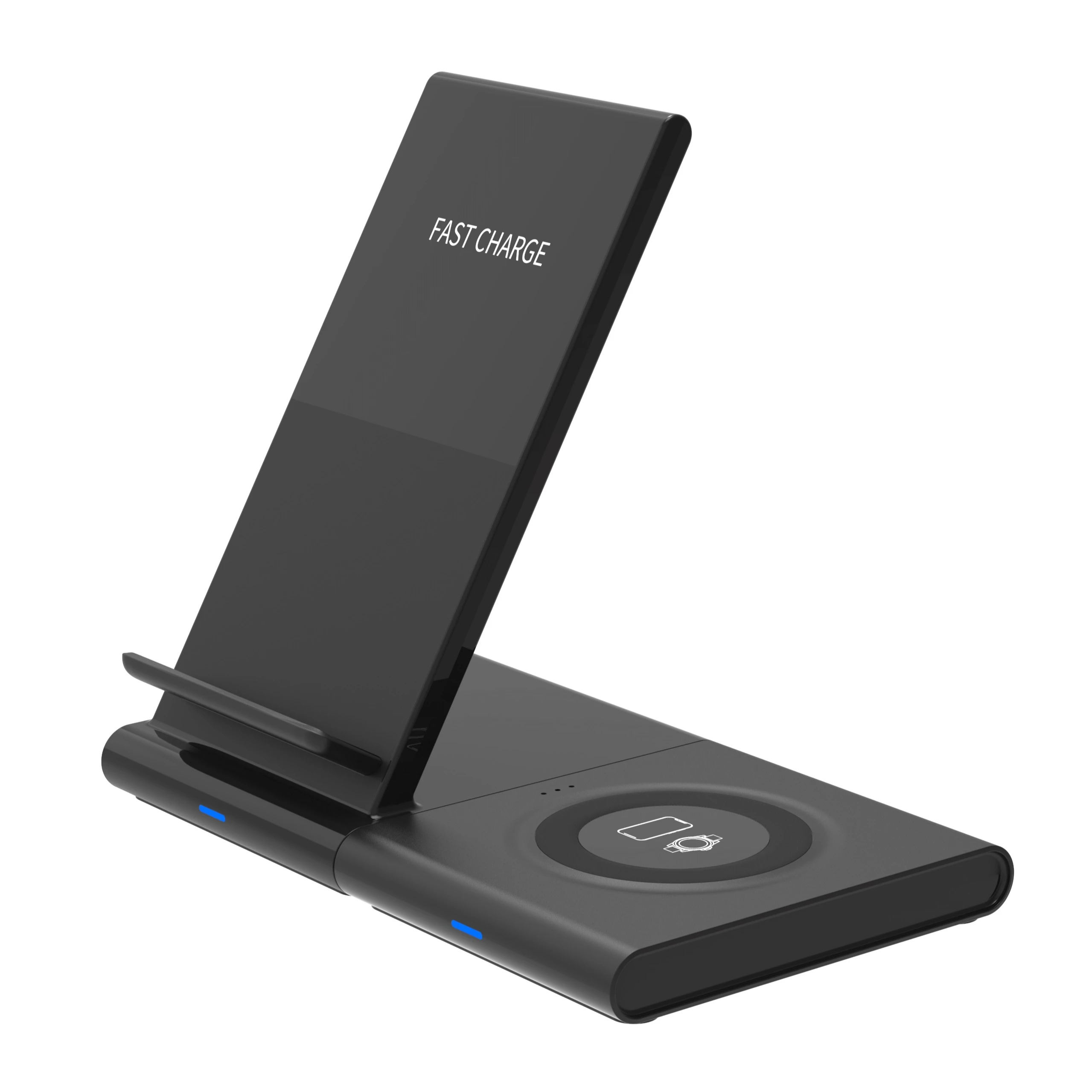 

Smacat 2019 new arrivals 3 in 1 wireless charger for all qi-enabled phones, earphones and watch wireless charger 3 in 1, Black silver