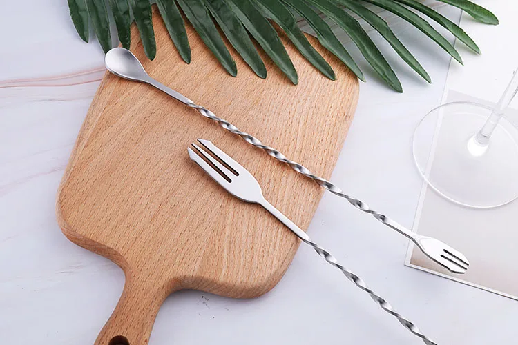 
Classic Bartender Bar Spoon with Fork Stainless Steel Cocktail Stirring Spoon 