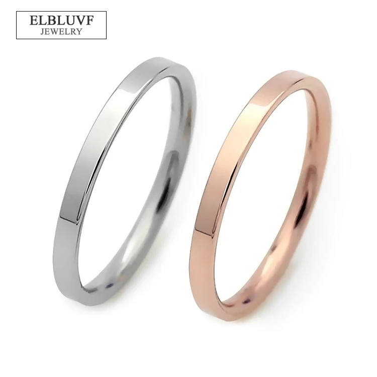 

ELBLUVF Set of 2 Stainless Steel Rose Gold Simple Thin Hammered Stacking Skinny Band Wire Knuckle Ring, Silver / rose gold
