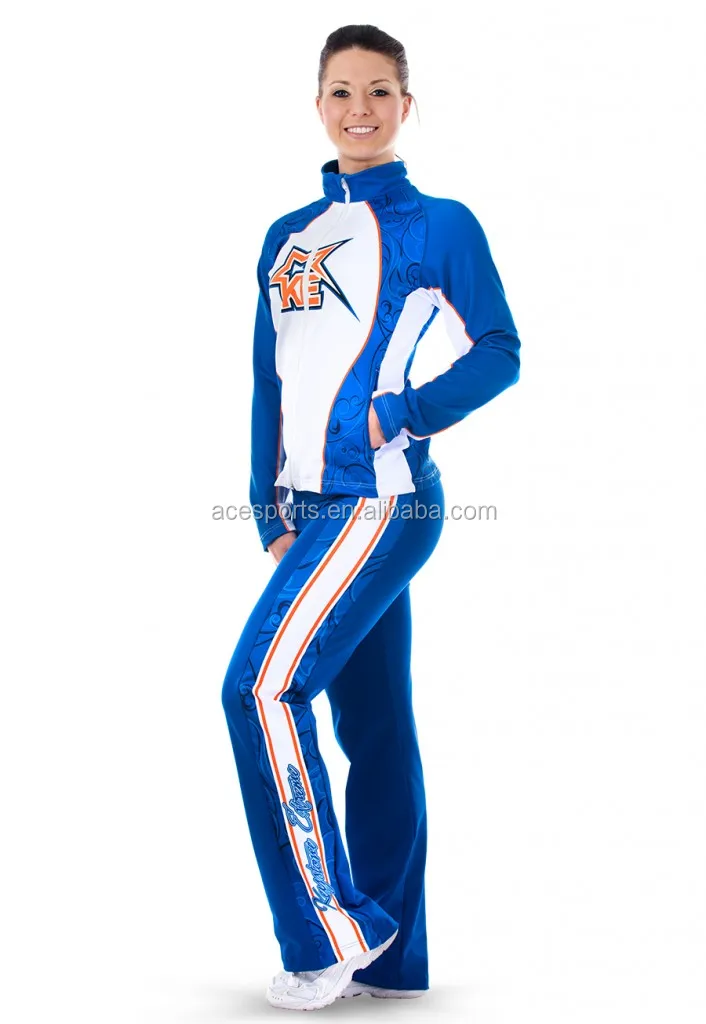 Sublimation Printing Cheerleading Warm Up Custom Design Training Track Suit Women S Cheer Jacket Pants Buy New Design Track Suit Custom Design Sports Track Suits Designer Ladies Pants Suits Product On Alibaba Com