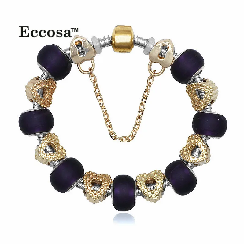 

2016 New gold design Europe stylish hollow heart alloy beads metal charm bracelet