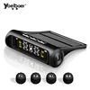2018 New Car Tire Pressure Monitoring Intelligent System Solar Power Wireless LED Display TPMS with 4 External Sensor