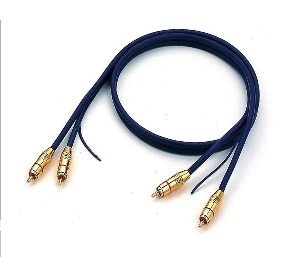 
High end 2 RCA to 2 RCA 24K Gold Plated Oxygen Free Shielded rca cable with ground wire 
