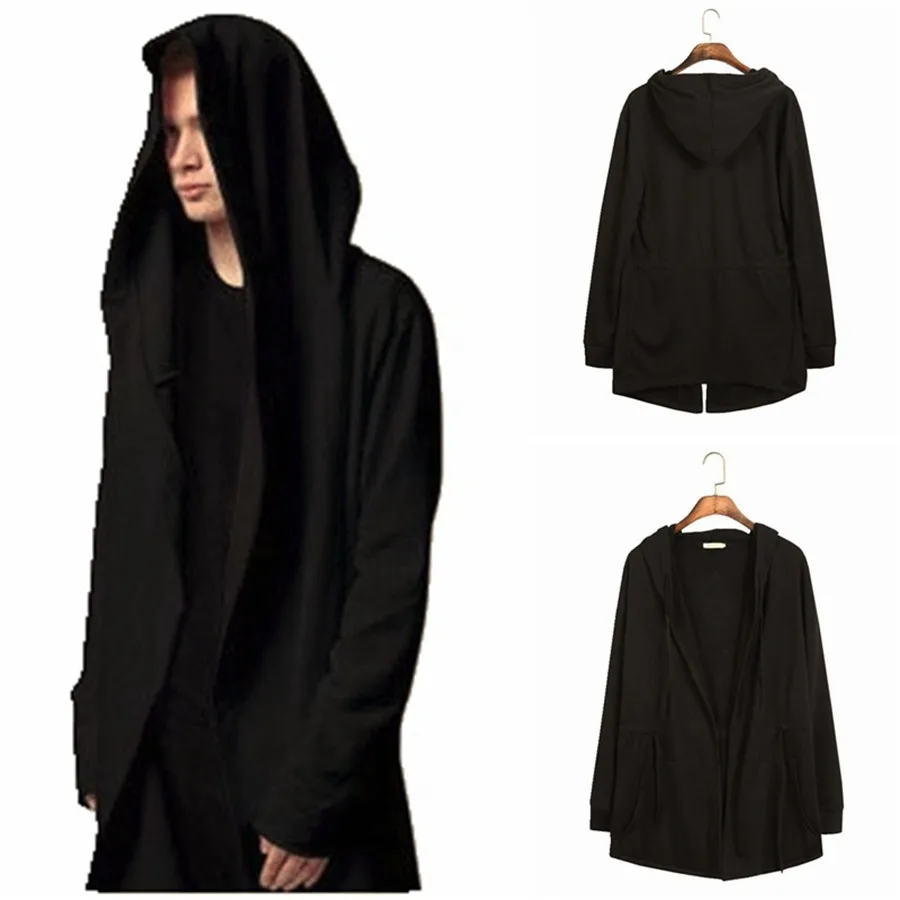 New Fashion Men Hooded Sweatshirts Long Sleeve Cardigan Gothic Hoodie
