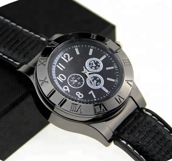 

New Military USB Lighter Watch Men's Casual Quartz Wristwatches with Windproof Flameless Cigarette Cigar Lighter -P6264, Color