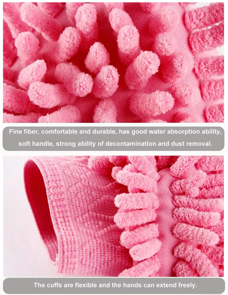 Hot saling 2019 new design microfiber Mitt custom double side chenille wash mitt glove car cleaning (SS-WT10)