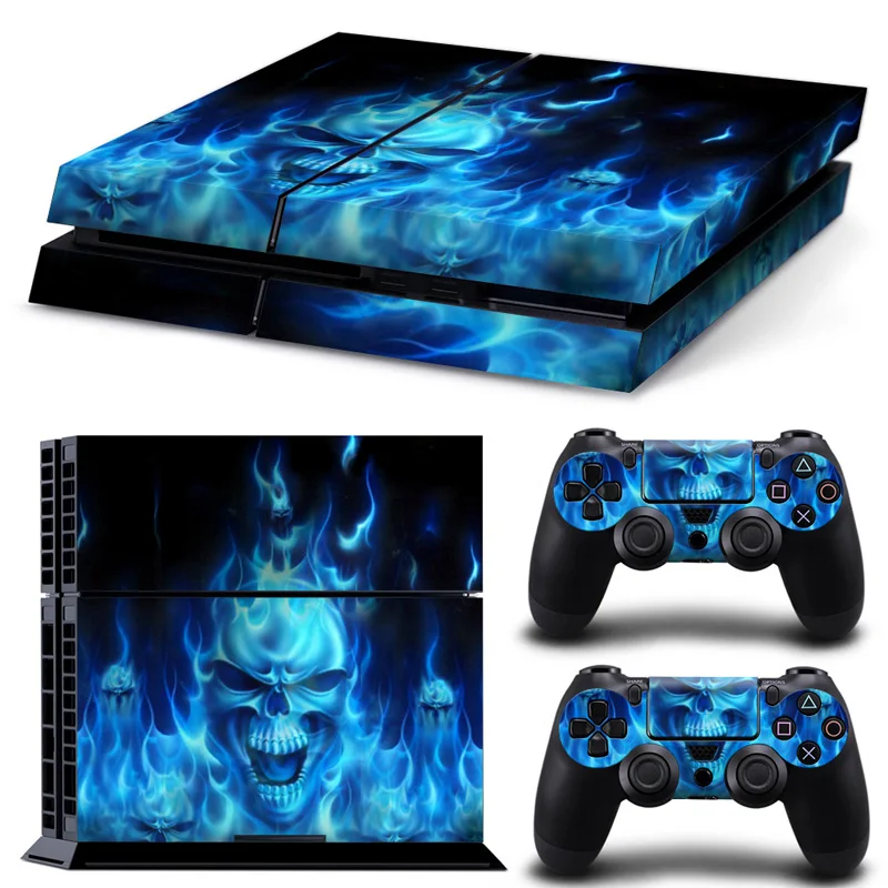 

Skull of blue fire Sticker Decal Skins For Sony for PS4 Playstation 4 Console 2 Controller Vinyl Gift #TN-PS4-0045, N/a