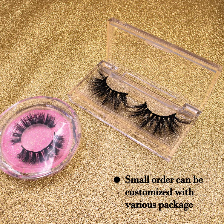 

Luxury Super Long 25mm own brand Cruelty Mink Eyelashes Vendor Private Label, Black anf clear