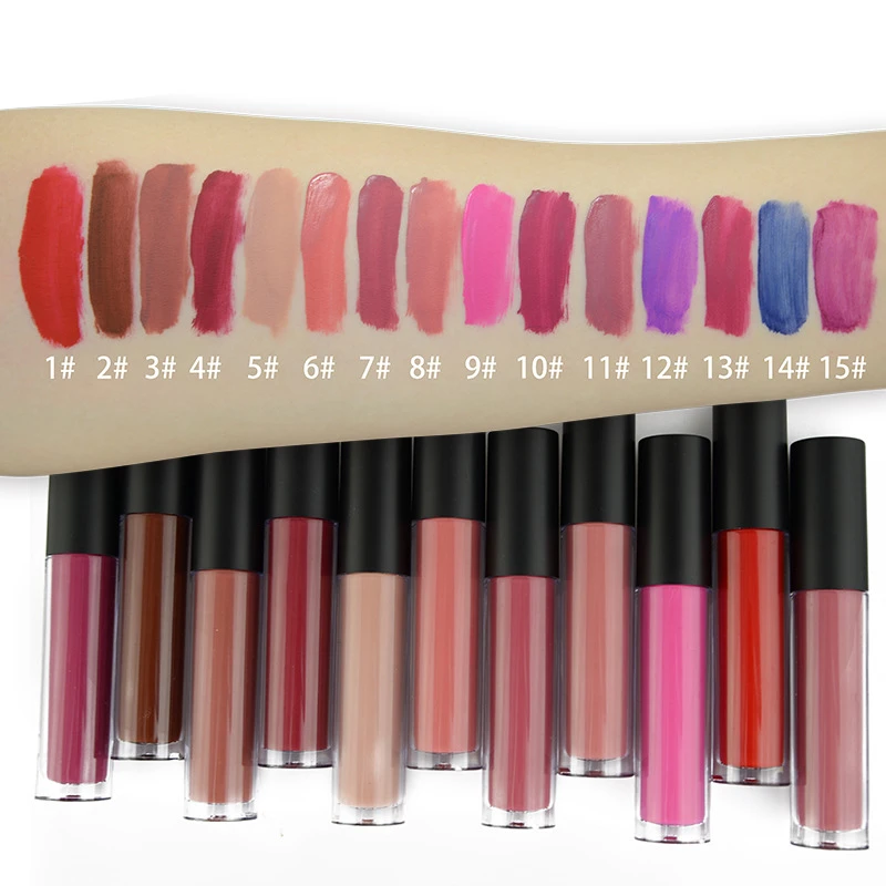 

High Quality Make Your Own Private Label Matte Liquid Lipstick 15 Colors Lip Gloss Long Lasting