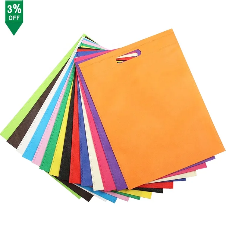 

Promotional Custom Print Eco Friendly Die Cut Shopping Non-Woven Bags, Red,green, yellow,blue, black, white
