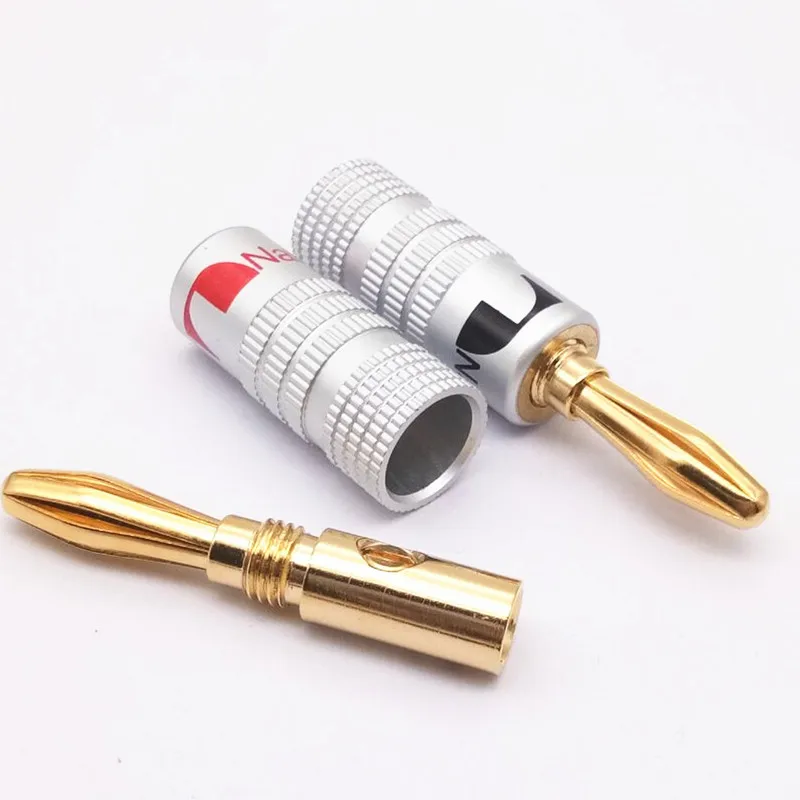 4 Set 4mm Nakamichi Screw Plated Wire Cable Speaker adapter Gold Connector US