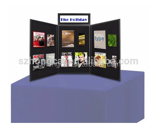 
fabric folding panel board advertising display rack with 6 board+1 top 