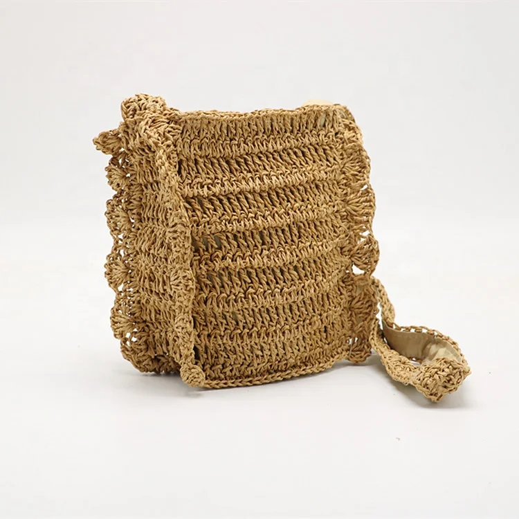 

Paper Straw Crochet Pocket Crossbody Bag for Women Girl Summer Dress
