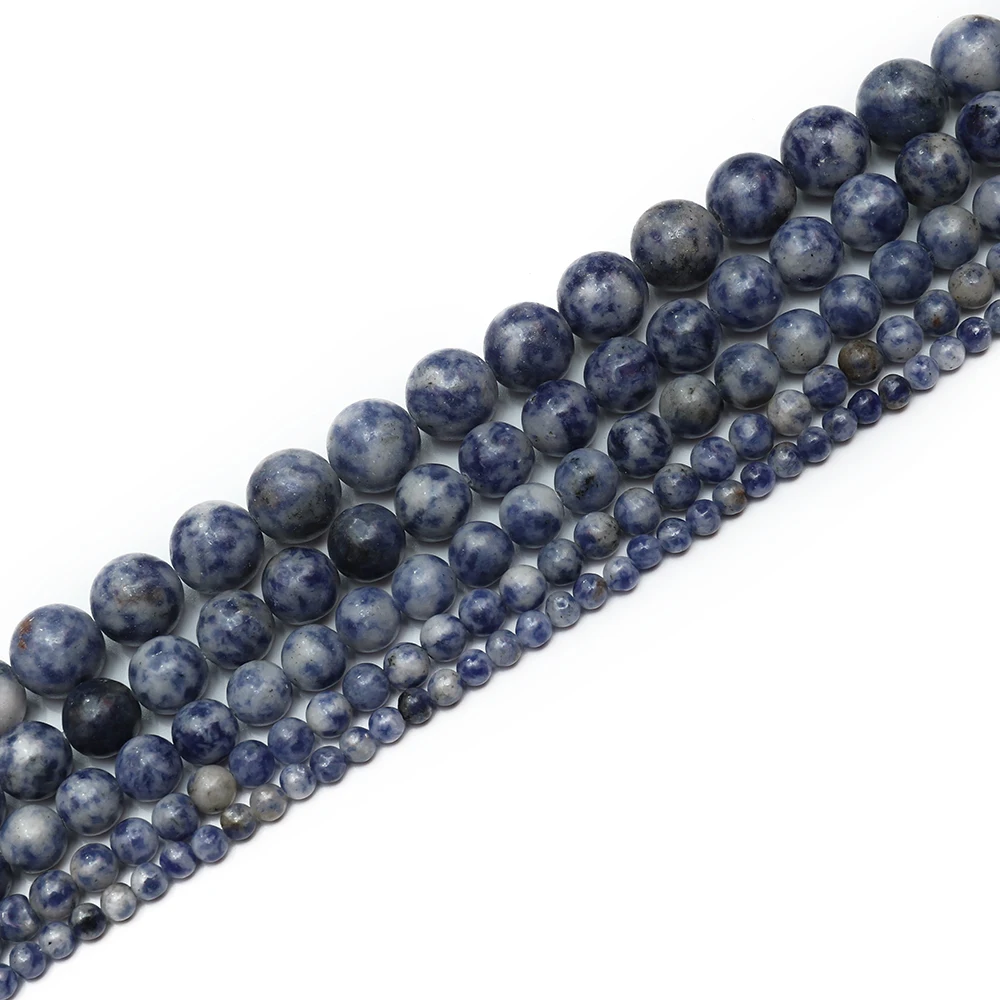 

JOYFFO Gemstone Loose Round Beads 6mm 8mm 10mm Crystal Energy Stone Healing Power for Jewelry Making Natural Blue Spot Jasper