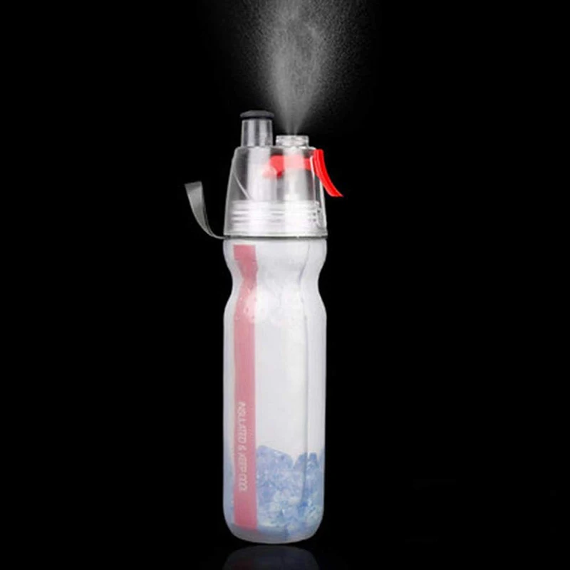 

Series Insulated Keep Cool Water Bottle 500ml Mist Spray Sports GYM Thermal Insulation Eco-friendly with Rope, Black, red, blue, green