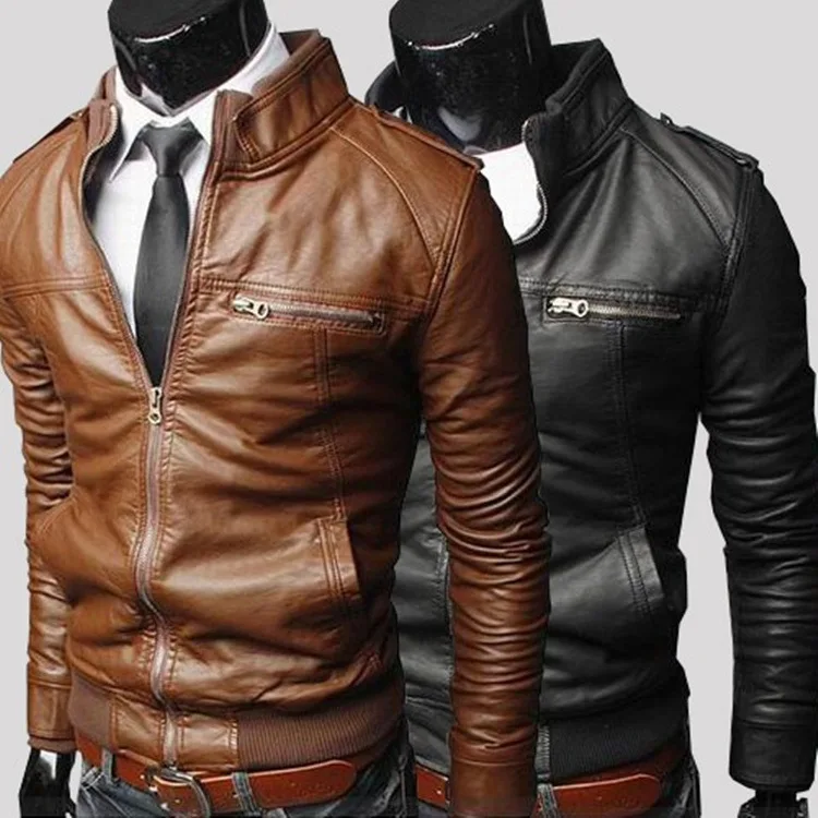 

Hot Sales PU Leather Zipper Coats Clothing Casual Coat Autumn Winter Coat, Picture