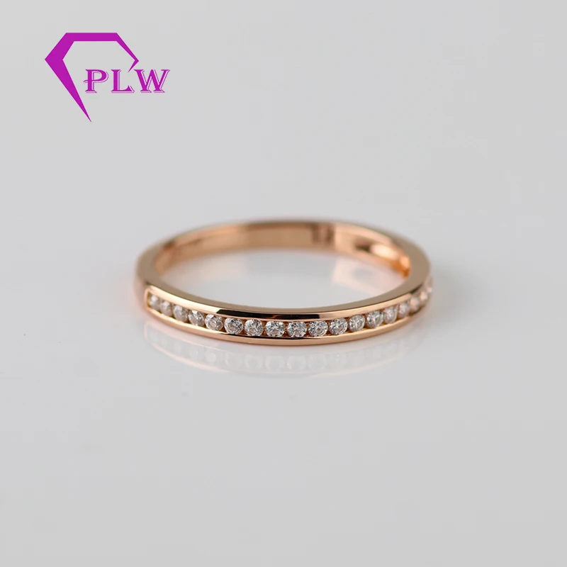 

channel setting half eternity melee moissanite ring band 1.5mm, White gold,rose gold,yellow gold,