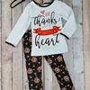 toddler girl clothes Thanksgiving Day outfits fall long sleeve 2pcs ruffle cotton sets boutique kids girls winter sets