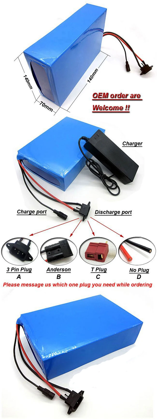 Factory Price Rechargeable Electric Platform Trolley 24V 15Ahh Lithium Ion Battery With 2A Charger And 30A BMS