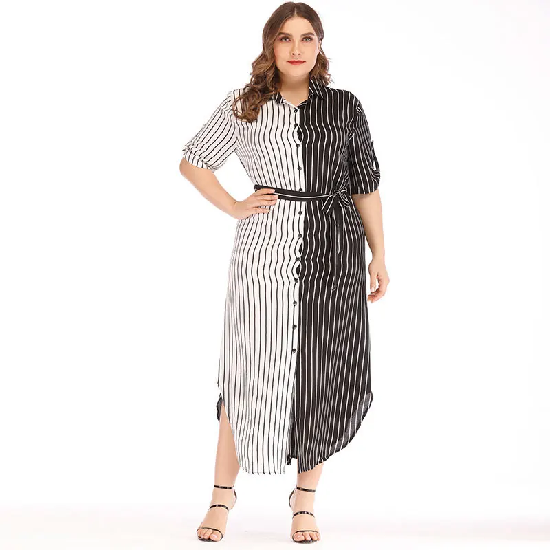 

Women Shirt Dress Office Lady Maxi Dress Plus Size Clothes Casual Buttons Long Dress Shirt Office Lady Vintage, N/a