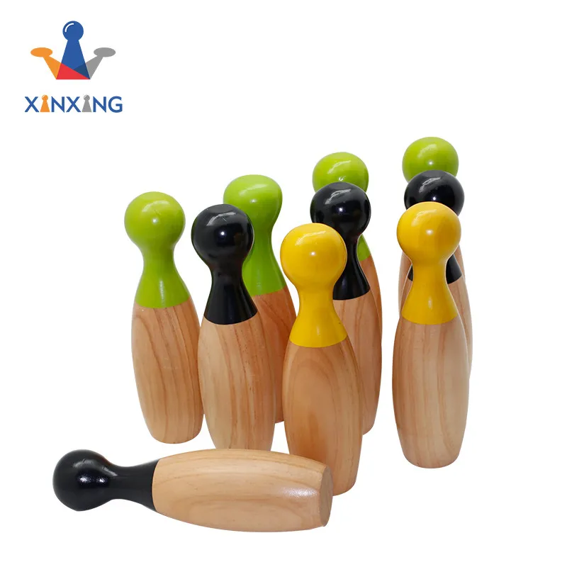 

colorful wooden bowling set 10 pin for one set