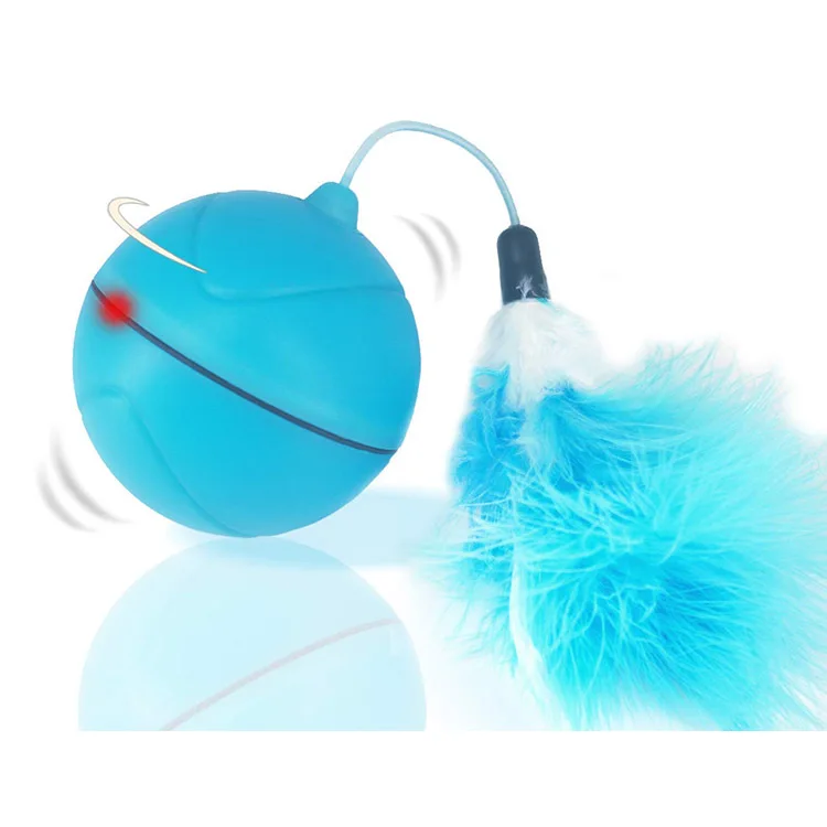 Popular electric laser cat toy ball with feather support USB charging incretive pet toy ball