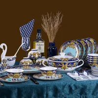 

High grade western european style bone china tableware 60 pieces ceramic dinnerware set