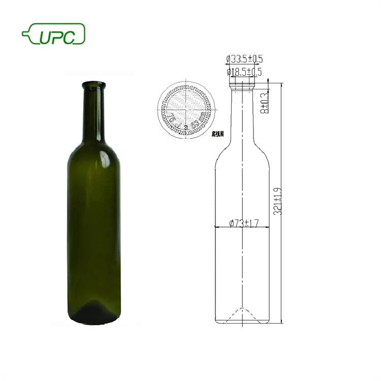 8stk botella de vino de 750 ml Frasco de vidrio botella vacía licor vino blanco 