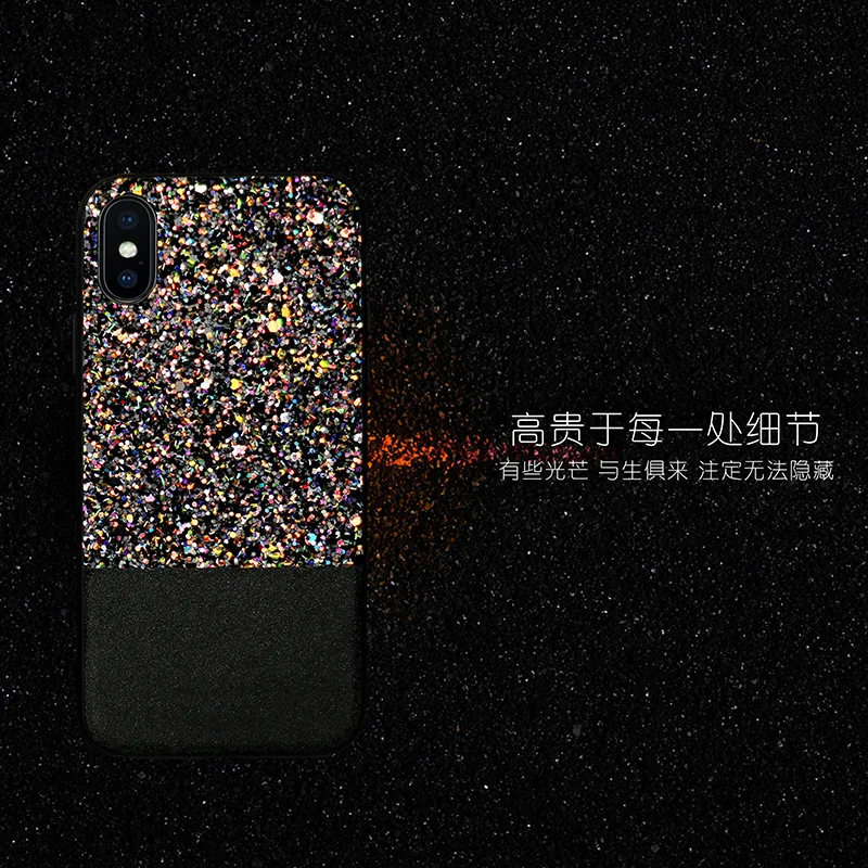 Luxury Bling Glitter Sequin PU TPU PC Smart Phone Case For iPhone X
