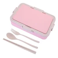 

Natural 100% Biodegradable Wheat Straw School Lunch Box Healthy Bento Lunch Box For Kids With Cutlery