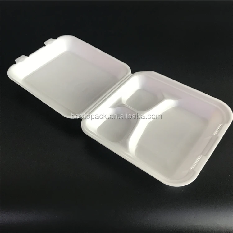 8" X 8" 3 Compartment Take Away Ps Foam Food Containers Lunch Box Buy