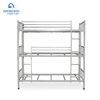 Latest design high quality heavy duty strong structure metal triple bunk bed steel tube dormitory 3 sleeper bunk bed