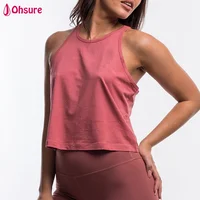 

95% cotton 5% spandex womens gym singlet workout vest activewear fitness crop tank top
