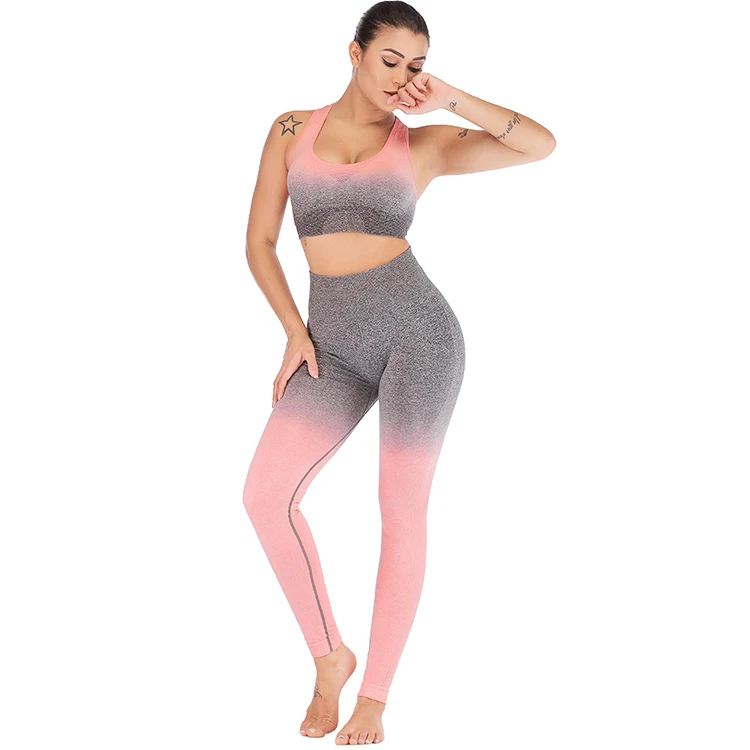 

Wholesale High Quality Gym Sport wear Set Women Plain Color High Waist Yoga Leggings Pants, As show