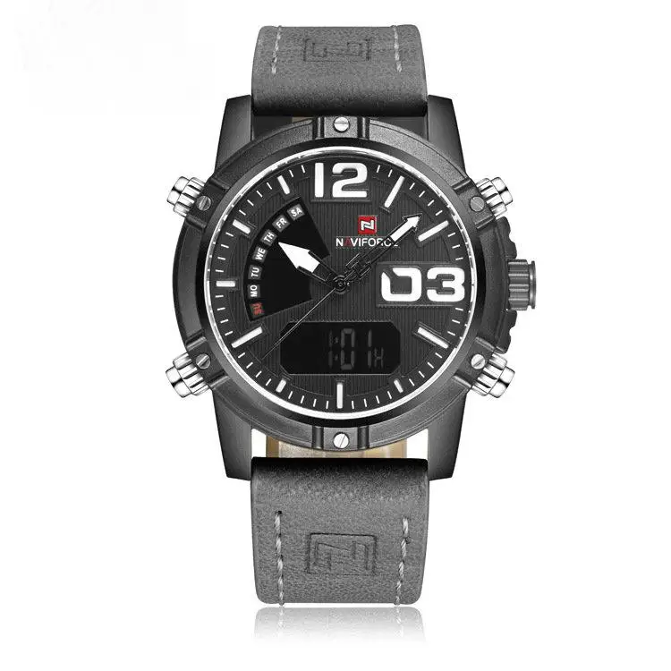 

Naviforce 9095 Mens Complete Calendar Military Sport Dual Display Wrist Watches, As picture