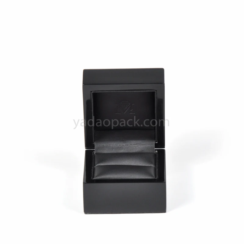 Glossy Black Lacquer Wooden Ring Box Leather Ring Slot Box Buy Ring