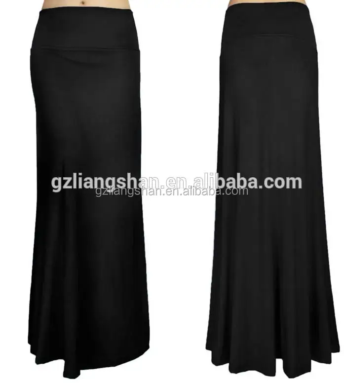 
2016 Hot Plain Maxi Skirt Women Korean Long Skirt Fashion Solid Waist Foldover Lightweight Rayon Spandex Long Maxi Skirt 