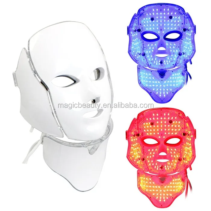 

A1211 Wholesale Face Neck LED Mask For Facial Care With Red Blue Purple Light, White