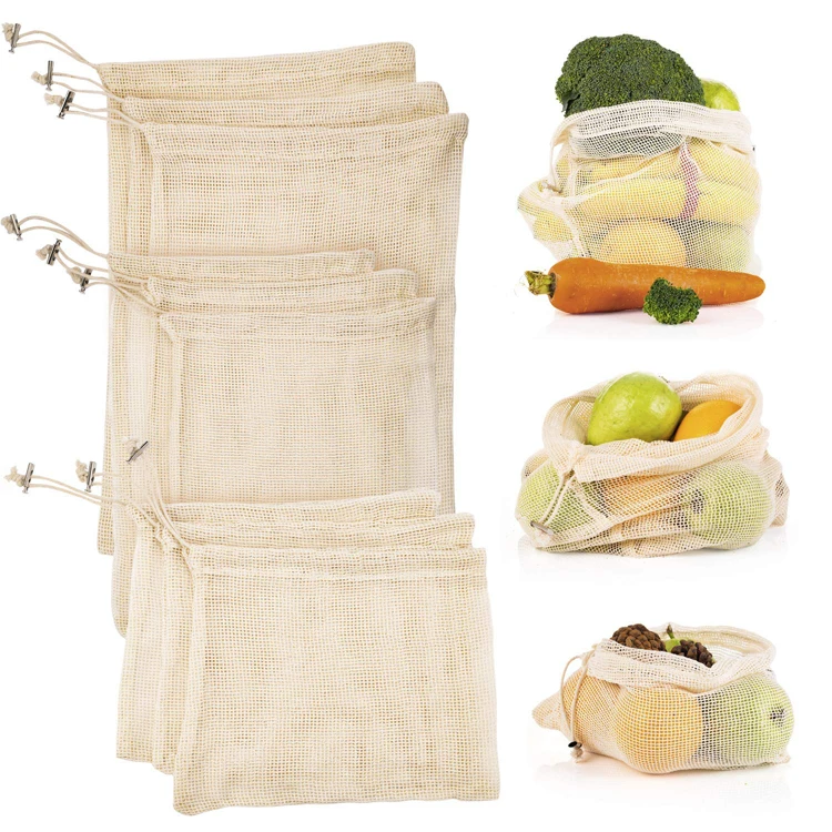 Reusable Cotton Mesh Produce Bags Eco Friendly - Buy Reusable Produce